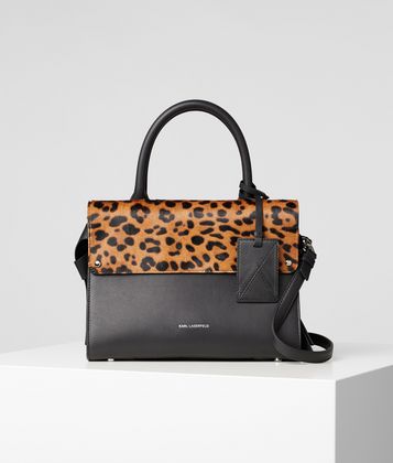KARL LAGERFELD K/IKON スモール レオパード トップハンドル バッグ KARL LAGERFELD K/IKON スモール レオパード トップハンドル バッグ