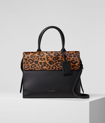 KARL LAGERFELD K/IKON レオパード トップハンドル バッグ KARL LAGERFELD K/IKON レオパード トップハンドル バッグ