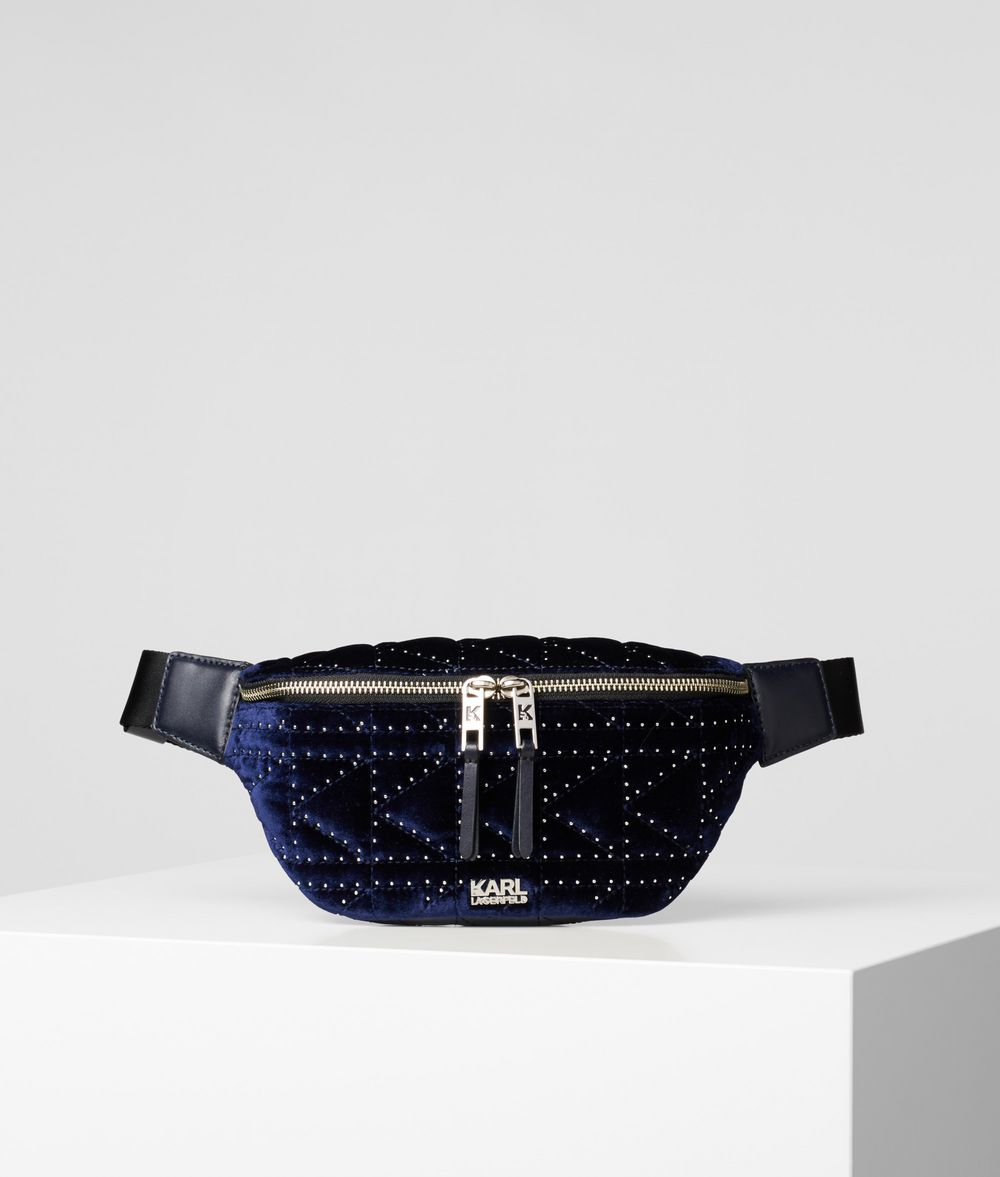 KARL LAGERFELD K/Kuilted Studs Velvet Belt Bag Fanny pack Woman f