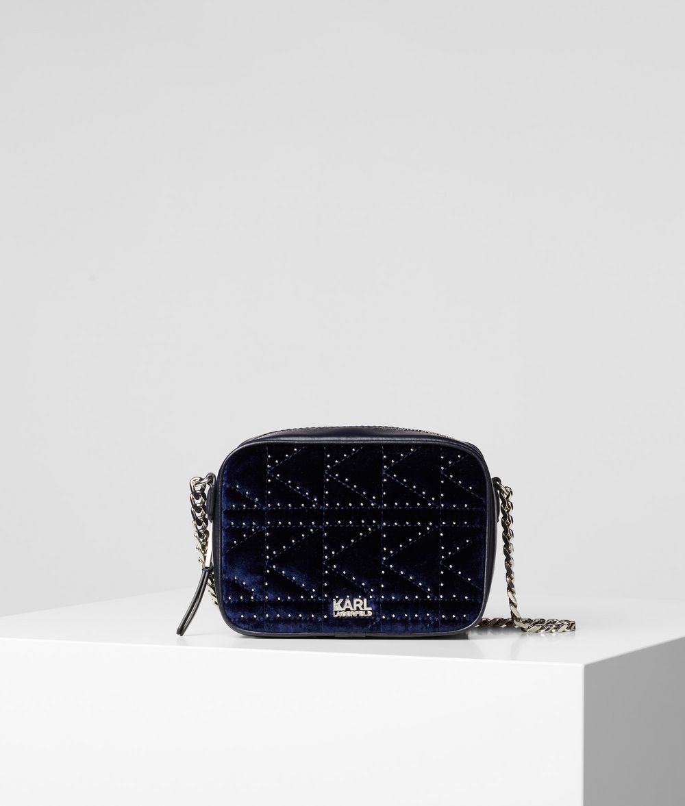 KARL LAGERFELD K/Kuilted Studs Velvet Camera bag Crossbody Bag Woman f