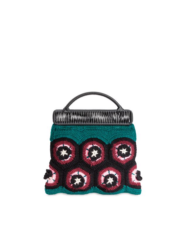 Handbag Marni MARNI MARKET frame bag with hexagonal crochet motif Man