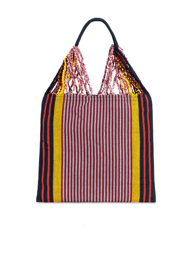 Shopping Bag Marni MARNI MARKET shopping bag in polyester with hammock-style handle in black, yellow, gray and red Man