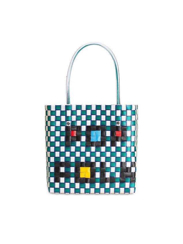 Shopping Bag Marni MARNI MARKET shopping bag in woven polypropylene with POP FOLK writing Man