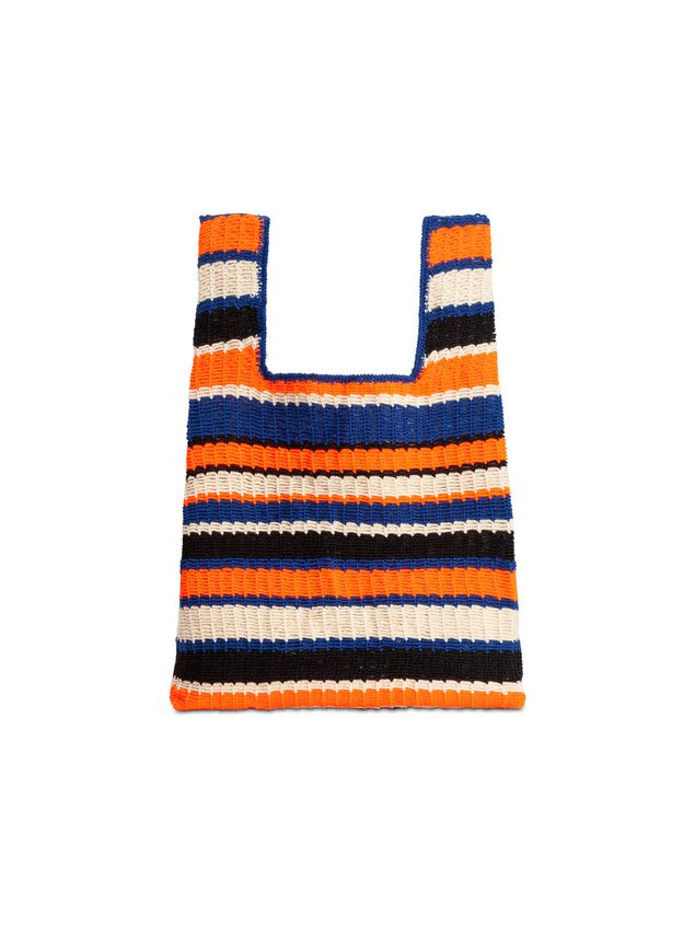 Shopping Bag Marni MARNI MARKET shopping bag in acrylic-cotton blend with striped motif in orange, black, white and blue Man
