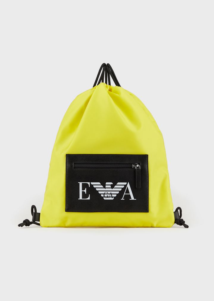 Pouch-style backpack in tech fabric with logoed pocket Pouch-style backpack in tech fabric with logoed pocket