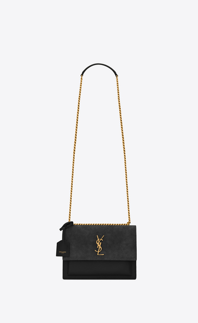 ysl black crossbody gold chain