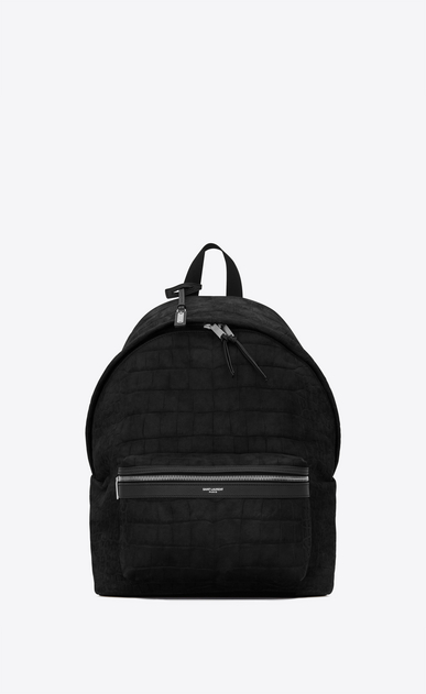 saint laurent embroidered city backpack in canvas