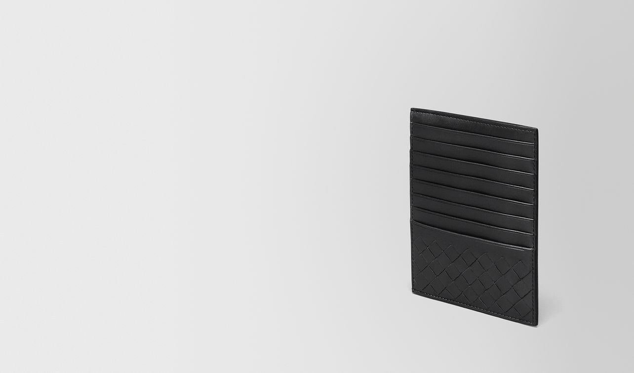 card case in nero intrecciato calf landing