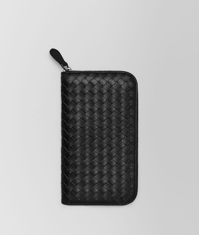 BOTTEGA VENETA NERO INTRECCIATO ZIP-AROUND WALLET Large Wallet Man fp