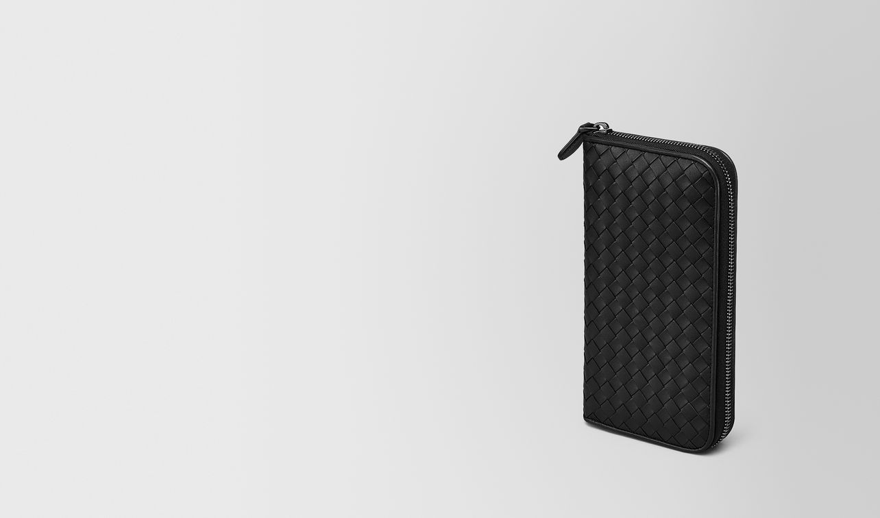 zip around wallet in nero intrecciato vn landing
