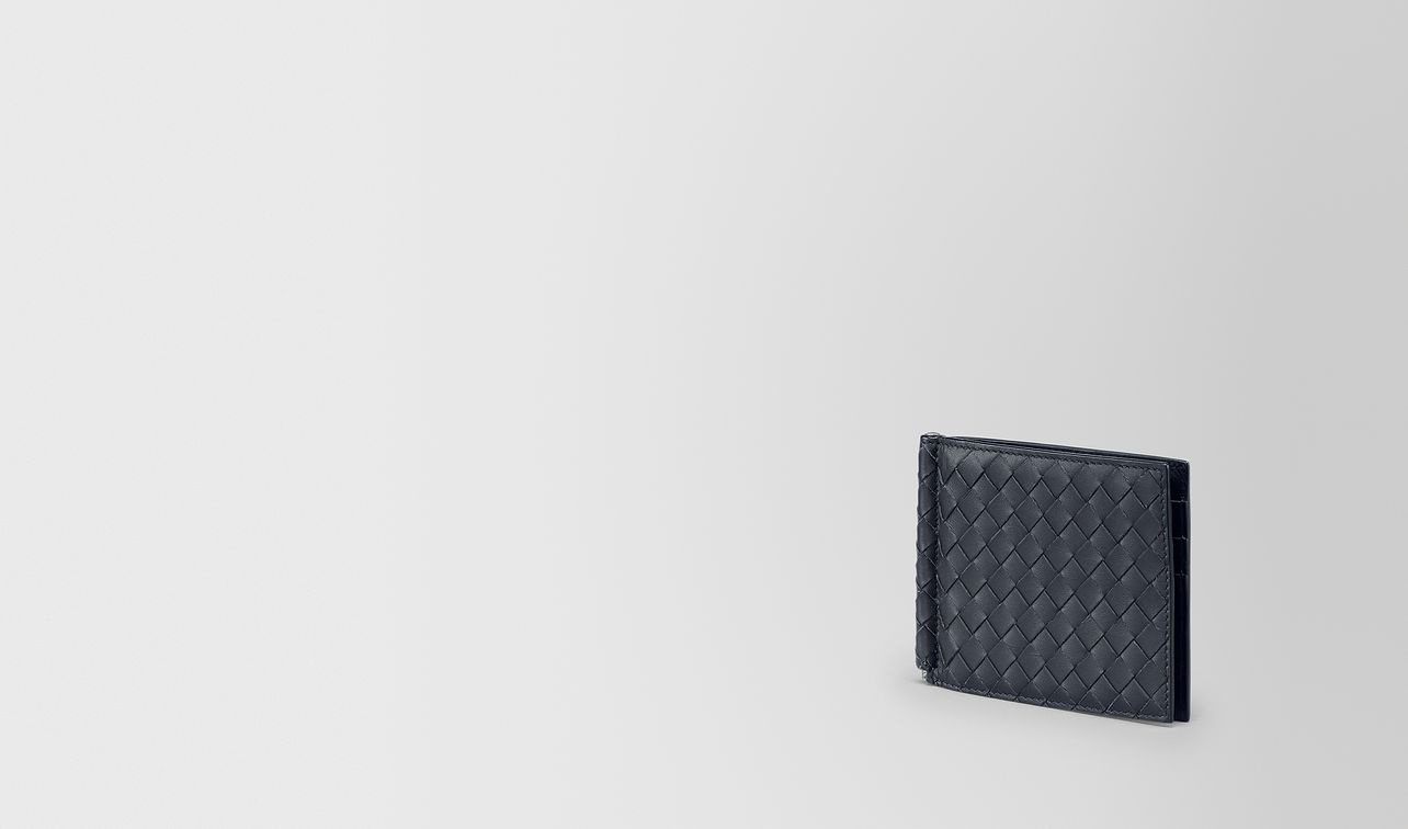 light tourmaline intrecciato money clip bi-fold wallet landing