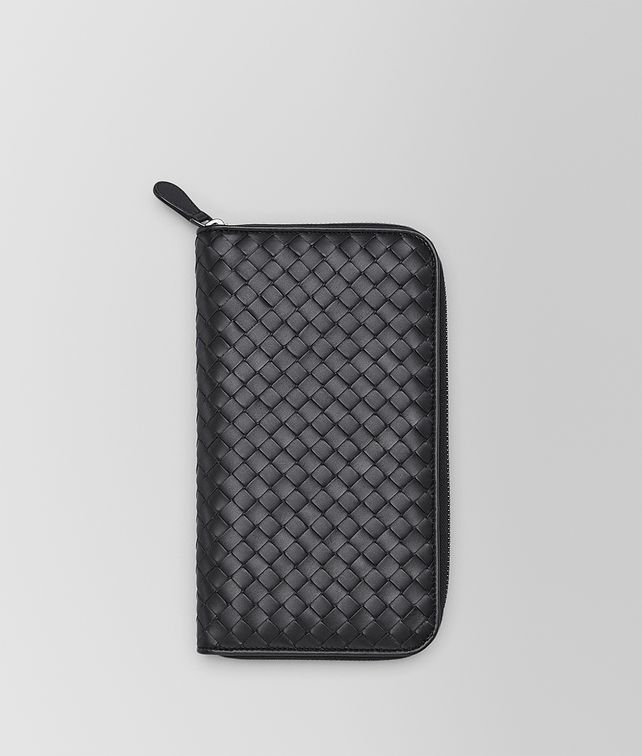 BOTTEGA VENETA ZIP AROUND WALLET IN NERO INTRECCIATO VN Large Wallet Man fp