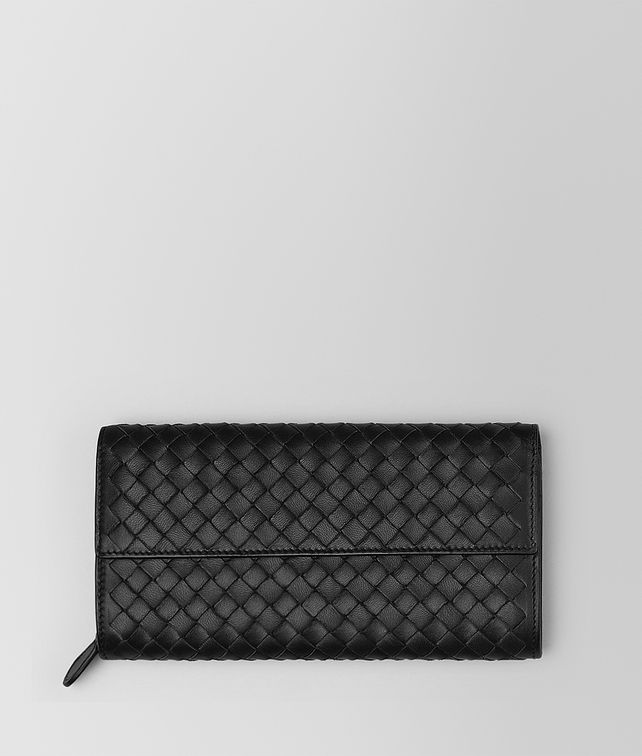 BOTTEGA VENETA CONTINENTAL WALLET IN NERO INTRECCIATO NAPPA Large Wallet Woman fp