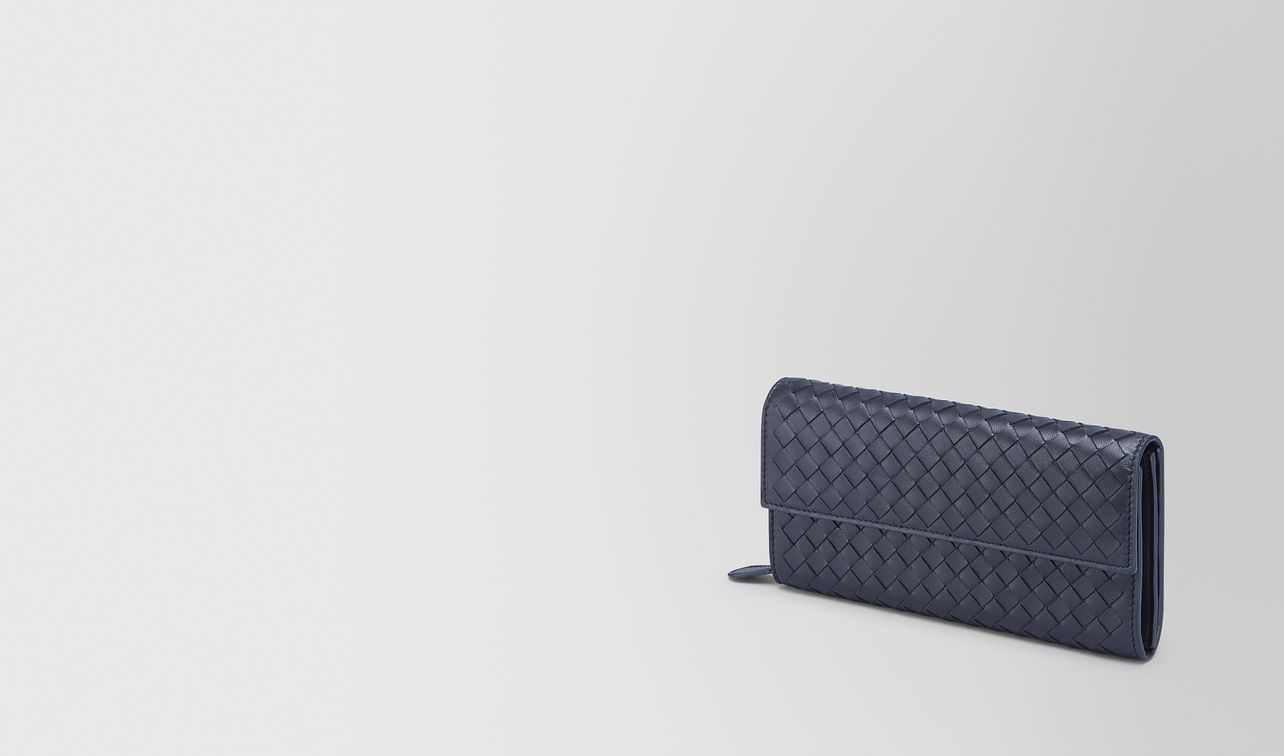portefeuille continental en intrecciato nappa tourmaline landing