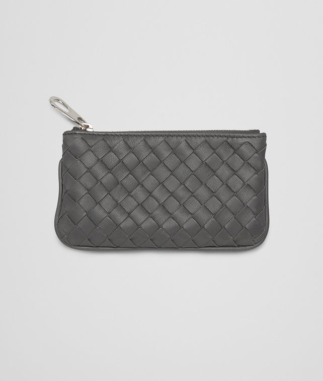 BOTTEGA VENETA ニューライトグレー イントレチャート ナッパ キーケース キーリング & レザーブレスレット E fp