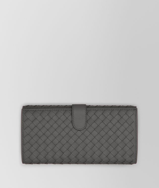 BOTTEGA VENETA CONTINENTAL WALLET IN NEW LIGHT GREY INTRECCIATO NAPPA Large Wallet Woman fp