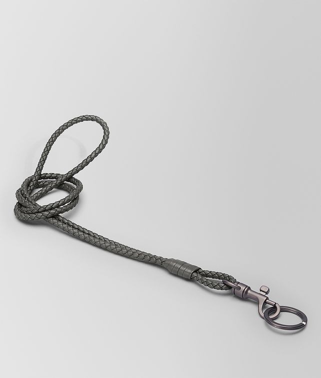 BOTTEGA VENETA LIGHT GRAY INTRECCIATO NAPPA KEY RING Keyring or Bracelets E fp