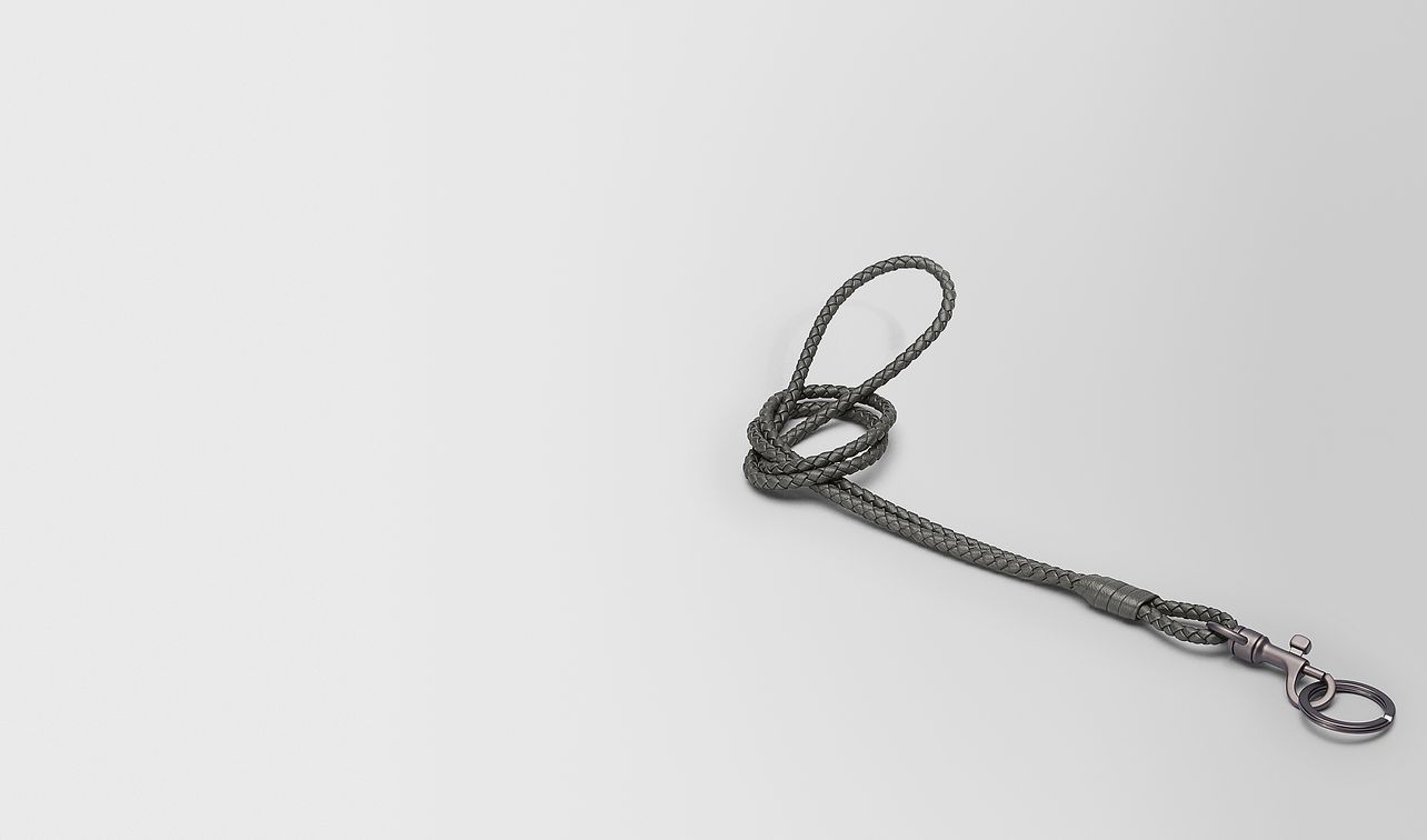 light gray intrecciato nappa key ring landing