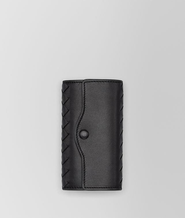 BOTTEGA VENETA ネロ イントレチャート ナッパ キーケース キーリング & レザーブレスレット E fp