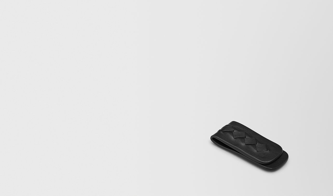 money clip in nero intrecciato nappa landing