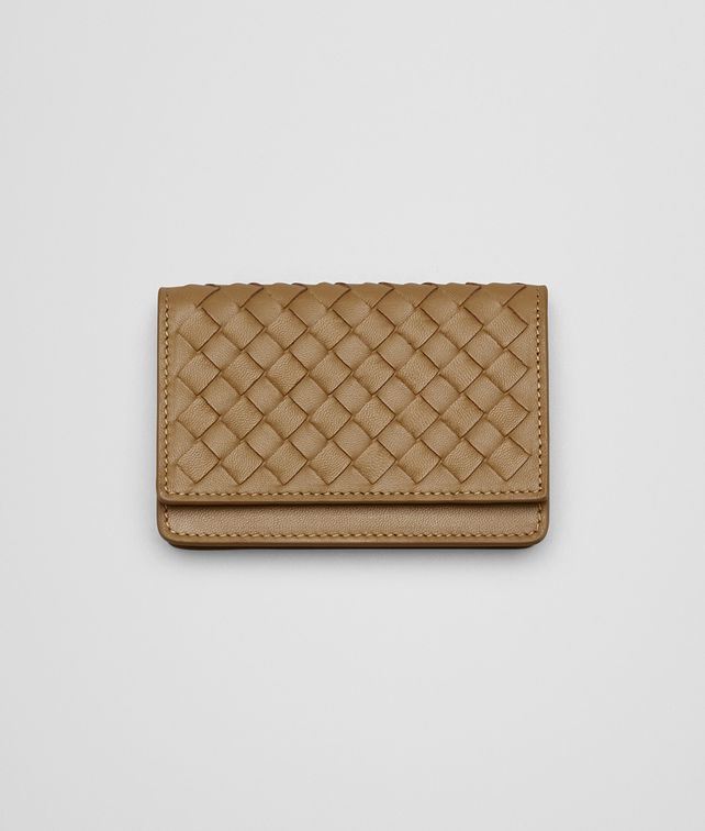 BOTTEGA VENETA CAMEL INTRECCIATO NAPPA CARD CASE Small Wallet Woman fp