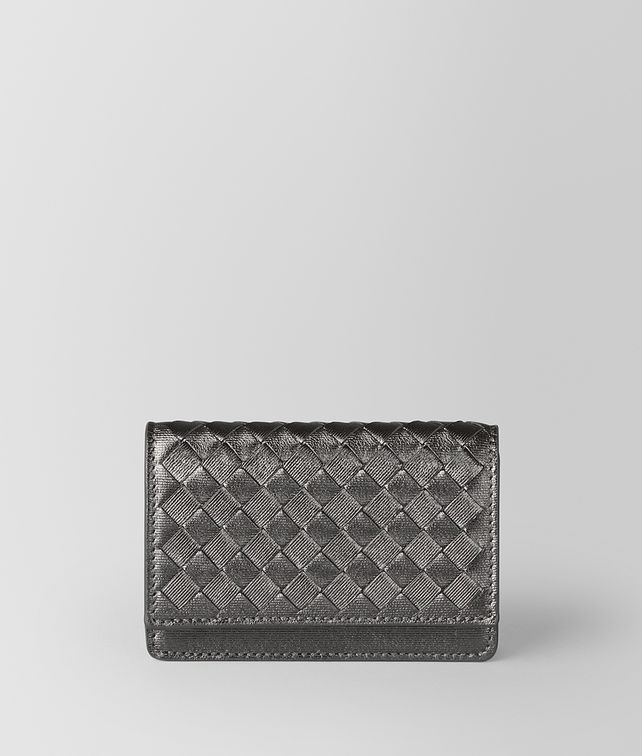BOTTEGA VENETA ÉTUI POUR CARTES EN GROS-GRAIN INTRECCIATO ARGENTO OSSIDATO Étuis pour cartes E fp