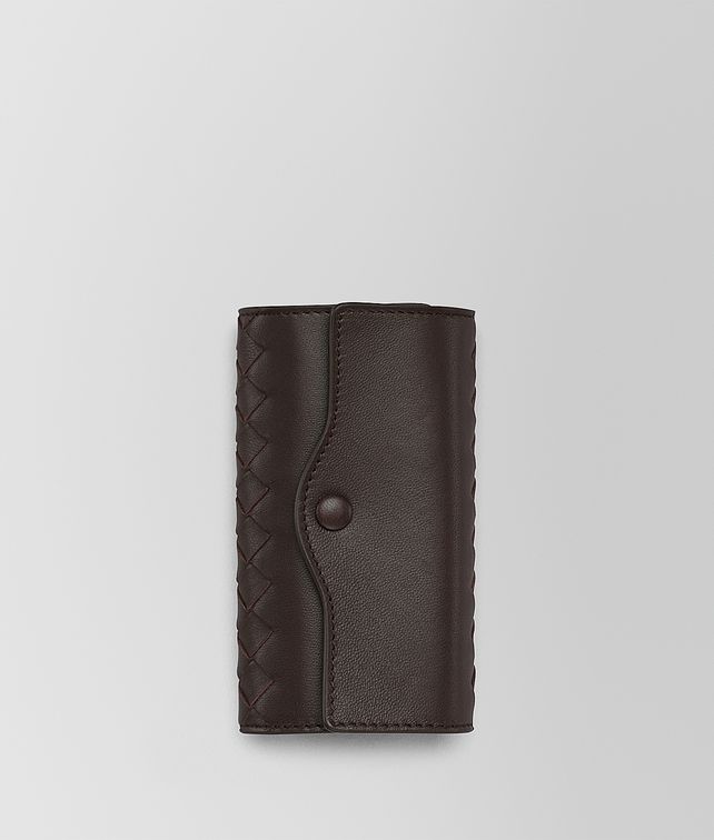 BOTTEGA VENETA エスプレッソ イントレチャート ナッパ キーケース キーリング & レザーブレスレット E fp