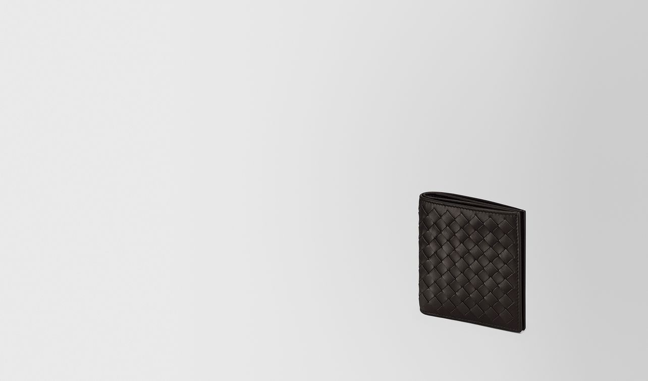 small bi-fold wallet in espresso intrecciato vn landing