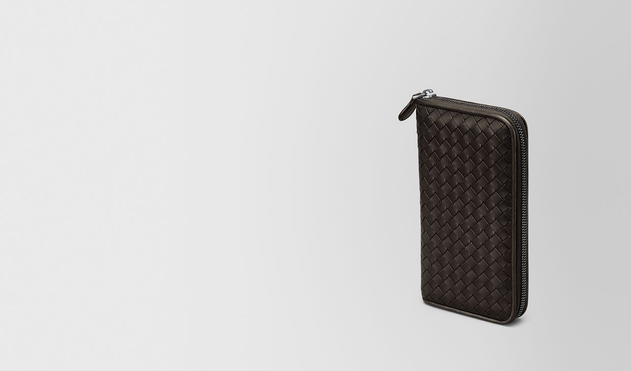 zip around wallet in espresso intrecciato nappa landing