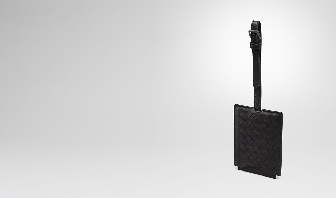 porte-étiquette en cuir vn intrecciato nero landing