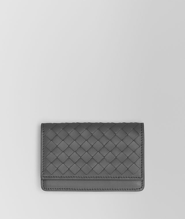 BOTTEGA VENETA LIGHT GRAY INTRECCIATO NAPPA CARD CASE Card Case E fp