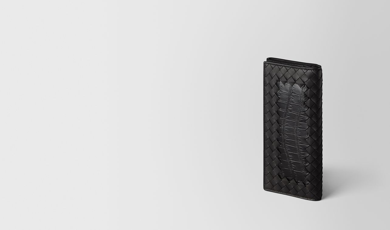 nero intrecciato nappa/crocodile continental wallet landing