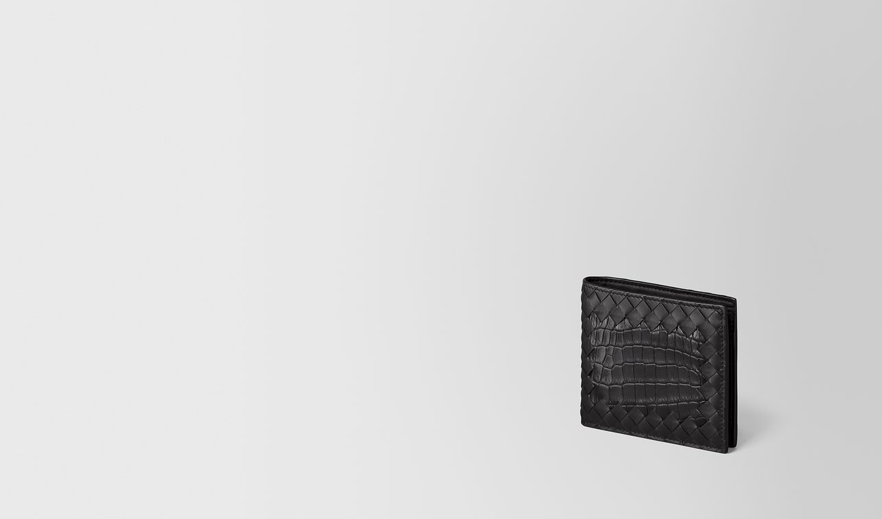 nero intrecciato nappa/crocodile wallet landing