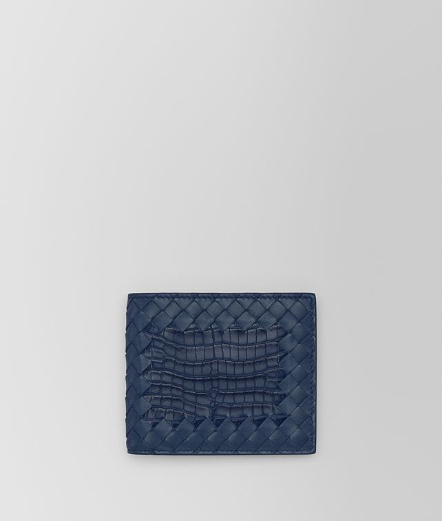 BOTTEGA VENETA BI-FOLD WALLET IN PACIFIC CROCODILE AND INTRECCIATO NAPPA LEATHER Bi-fold Wallet Man fp