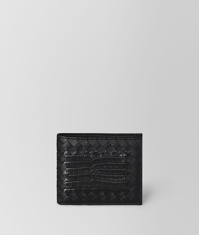 BOTTEGA VENETA NERO INTRECCIATO NAPPA CROCODILE WALLET Small Wallet Man fp