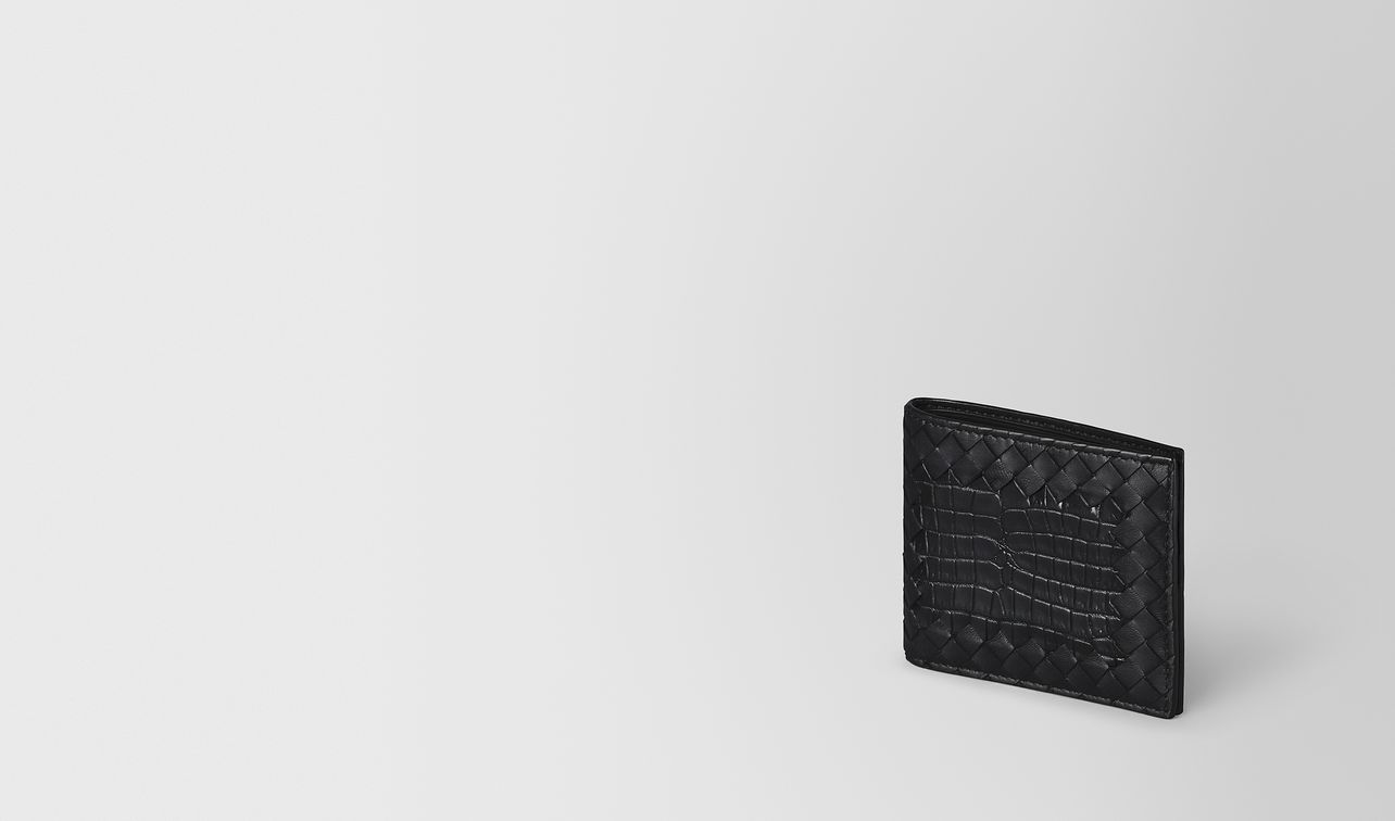 nero intrecciato nappa crocodile wallet landing
