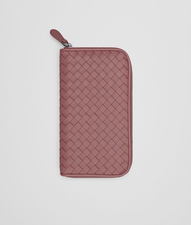 BOTTEGA VENETA ダスティーローズ イントレチャート ナッパ ジップアラウンドウォレット ラージ ウォレット レディース fp
