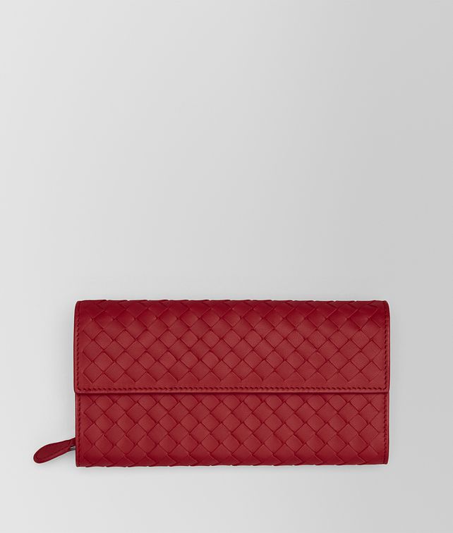 ‎Bottega Veneta® ‎ - ‎CHINA RED INTRECCIATO NAPPA CONTINENTAL WALLET