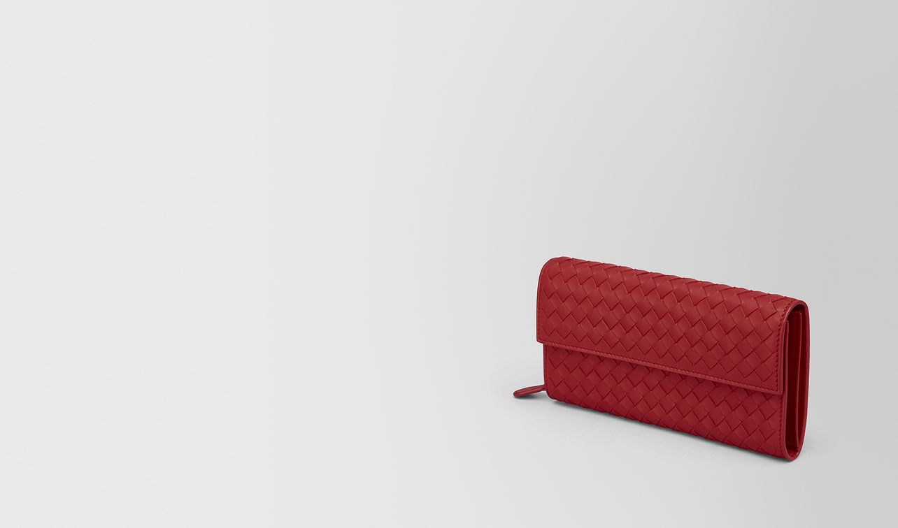 continental wallet in china red intrecciato nappa landing