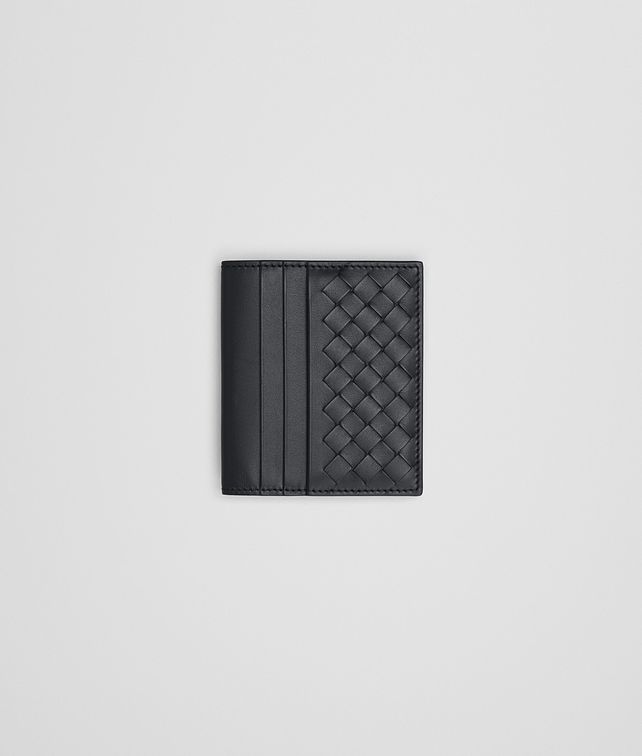 BOTTEGA VENETA SMALL BI-FOLD WALLET IN NERO INTRECCIATO VN Small Wallet Man fp