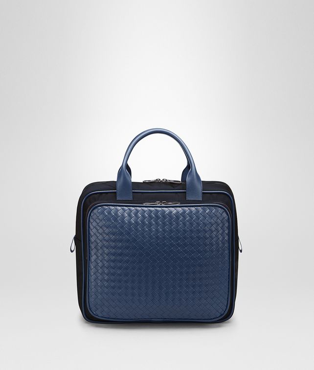 BOTTEGA VENETA TRAVEL BAG IN TOURMALINE TECHNICAL CANVAS AND PACIFIC INTRECCIATO CALF Travel Bag E fp