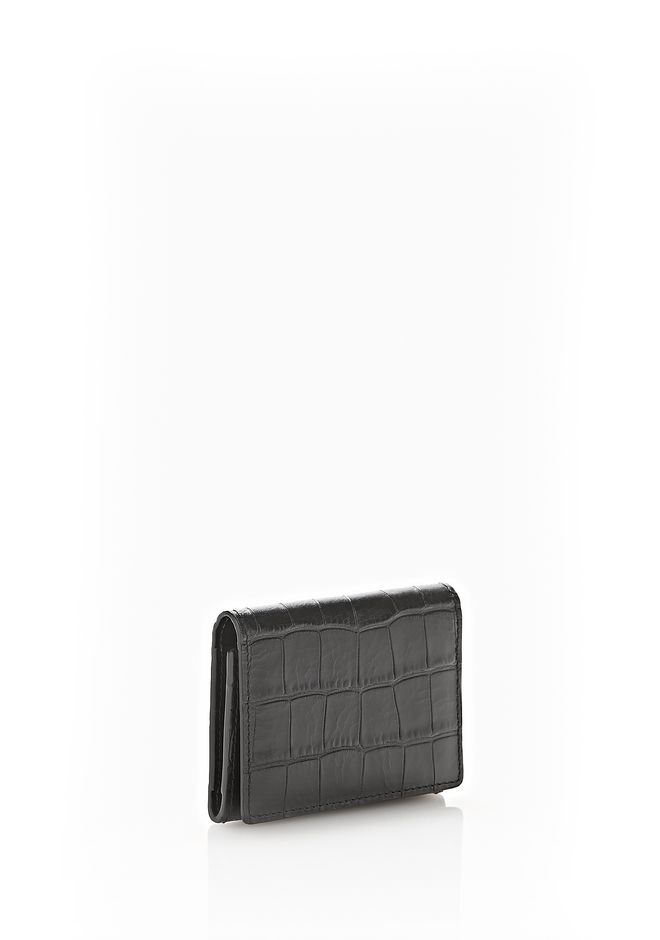 ALEXANDER WANG Croc Embossed Leather Flap Card Holder in Black | ModeSens