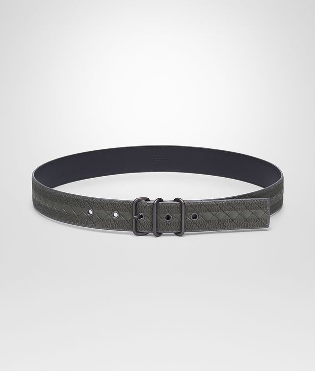 BOTTEGA VENETA BELT IN NEW LIGHT GREY INTRECCIATO NAPPA, EMBROIDERED DETAILS Belt Man fp