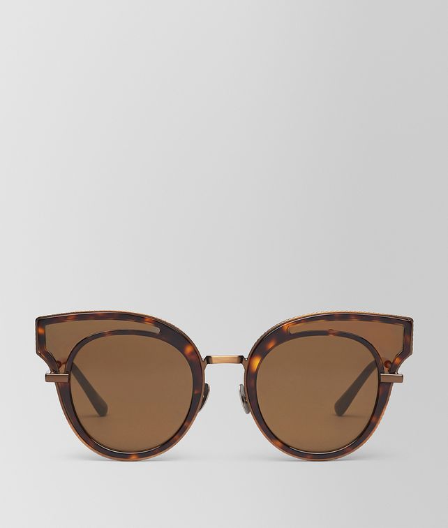 BOTTEGA VENETA SUNGLASSES IN SHINY DARK HAVANA ACETATE , SOLID BROWN LENS Sunglasses Woman fp