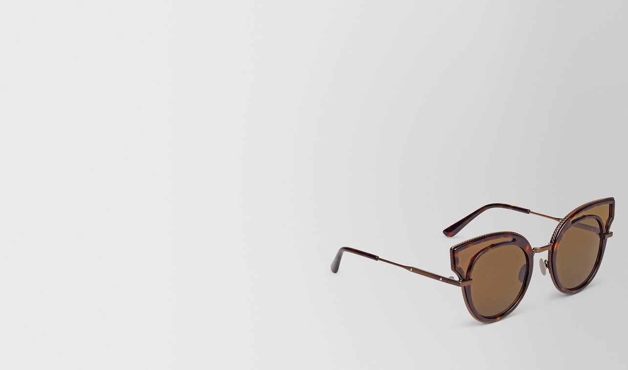 sunglasses in shiny dark havana acetate , solid brown lens landing
