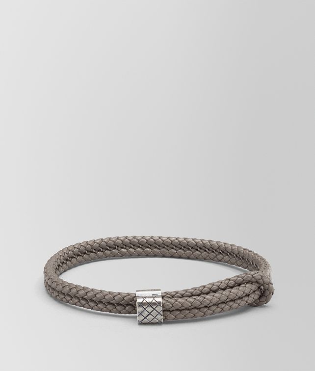 BOTTEGA VENETA BRACELET IN STEEL INTRECCIATO NAPPA AND SILVER Bracelet Man fp