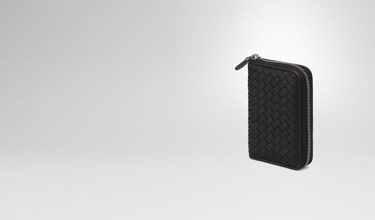 zip-around wallet in nero intrecciato nappa leather landing
