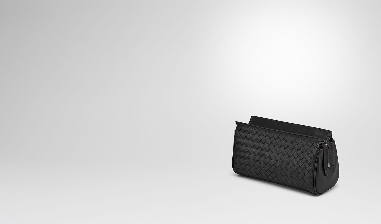 small cosmetic case in nero intrecciato nappa landing