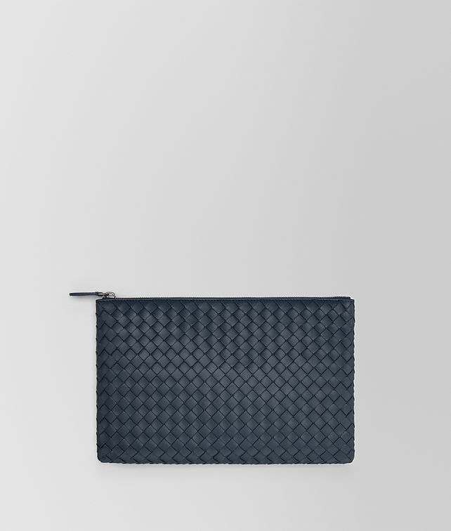 BOTTEGA VENETA MEDIUM DOCUMENT CASE IN DENIM INTRECCIATO NAPPA LEATHER Pouch E fp