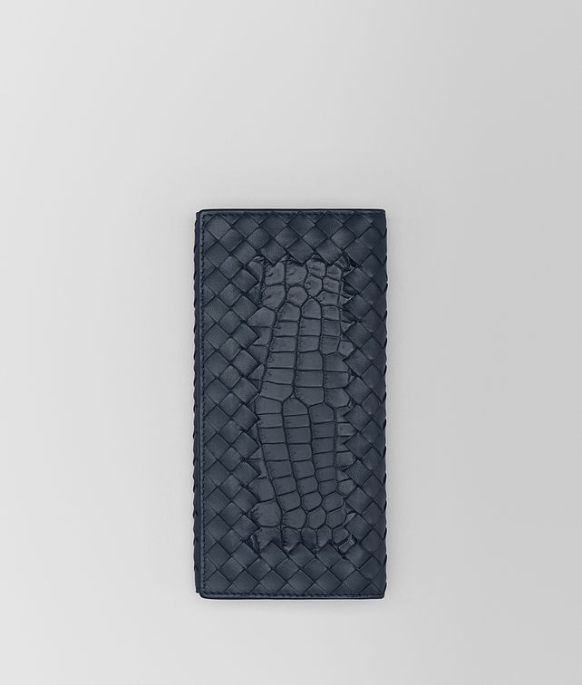 BOTTEGA VENETA デニム イントレチャート ナッパ クロコダイル コンチネンタルウォレット ラージ ウォレット メンズ fp